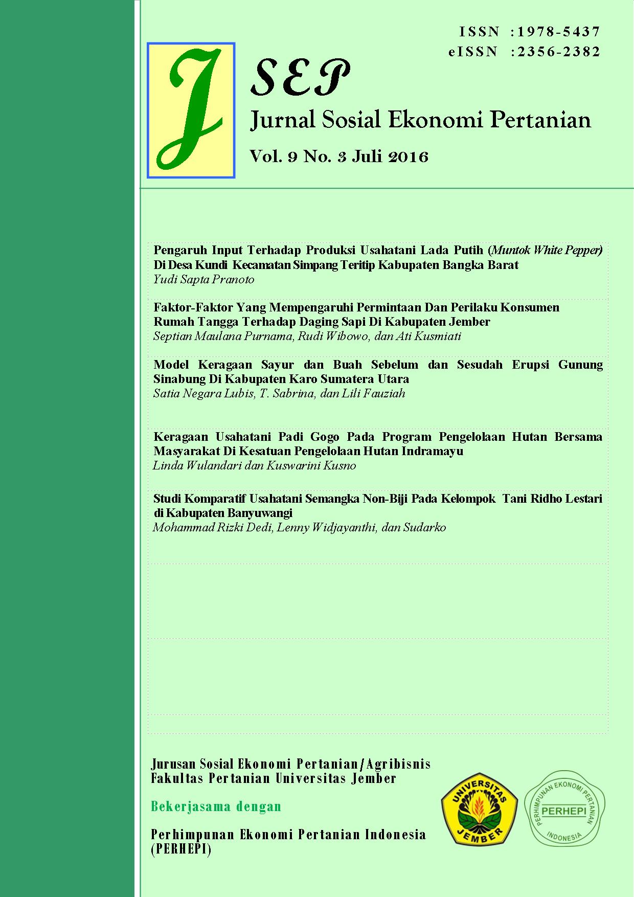 Faktor Faktor Yang Mempengaruhi Permintaan Dan Perilaku Konsumen Rumah Tangga Terhadap Daging Sapi Di Kabupaten Jember Jsep Journal Of Social And Agricultural Economics